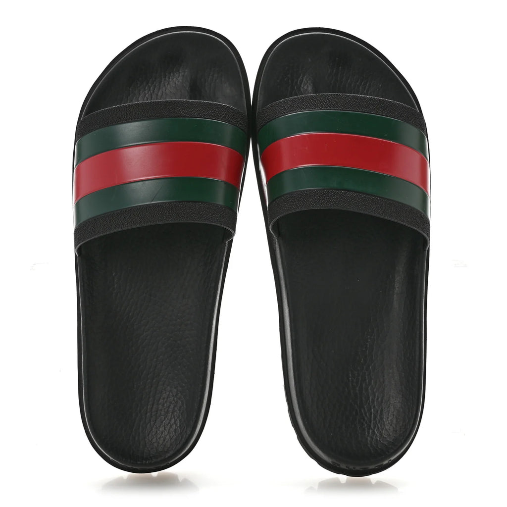 Gucci Web Stripe Rubber Slides