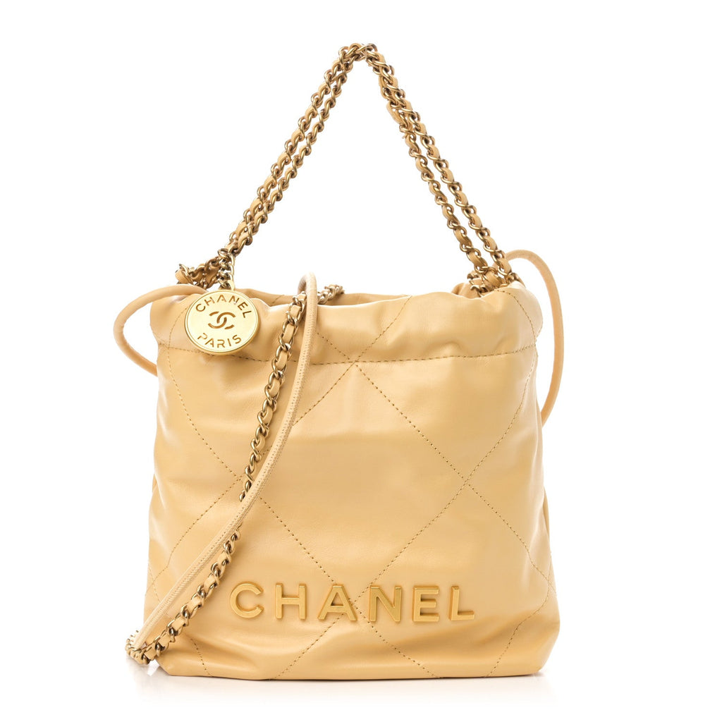 Chanel Beige Quilted Bucket Bag