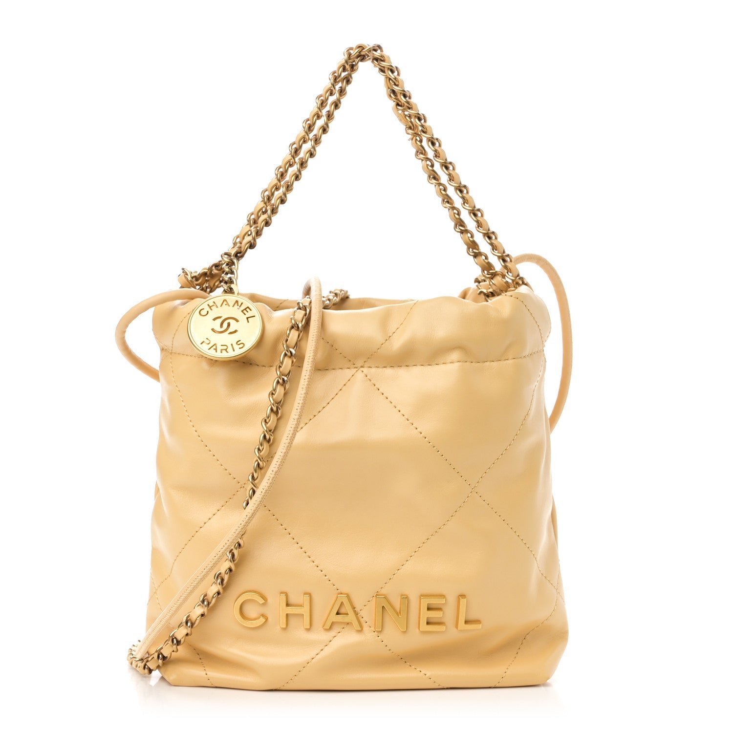 Chanel Beige Quilted Bucket Bag