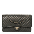 Chanel Grey Caviar Chevron Flap