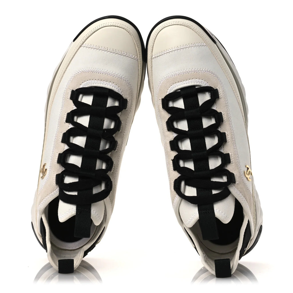 Chanel White Leather Mesh Sneakers