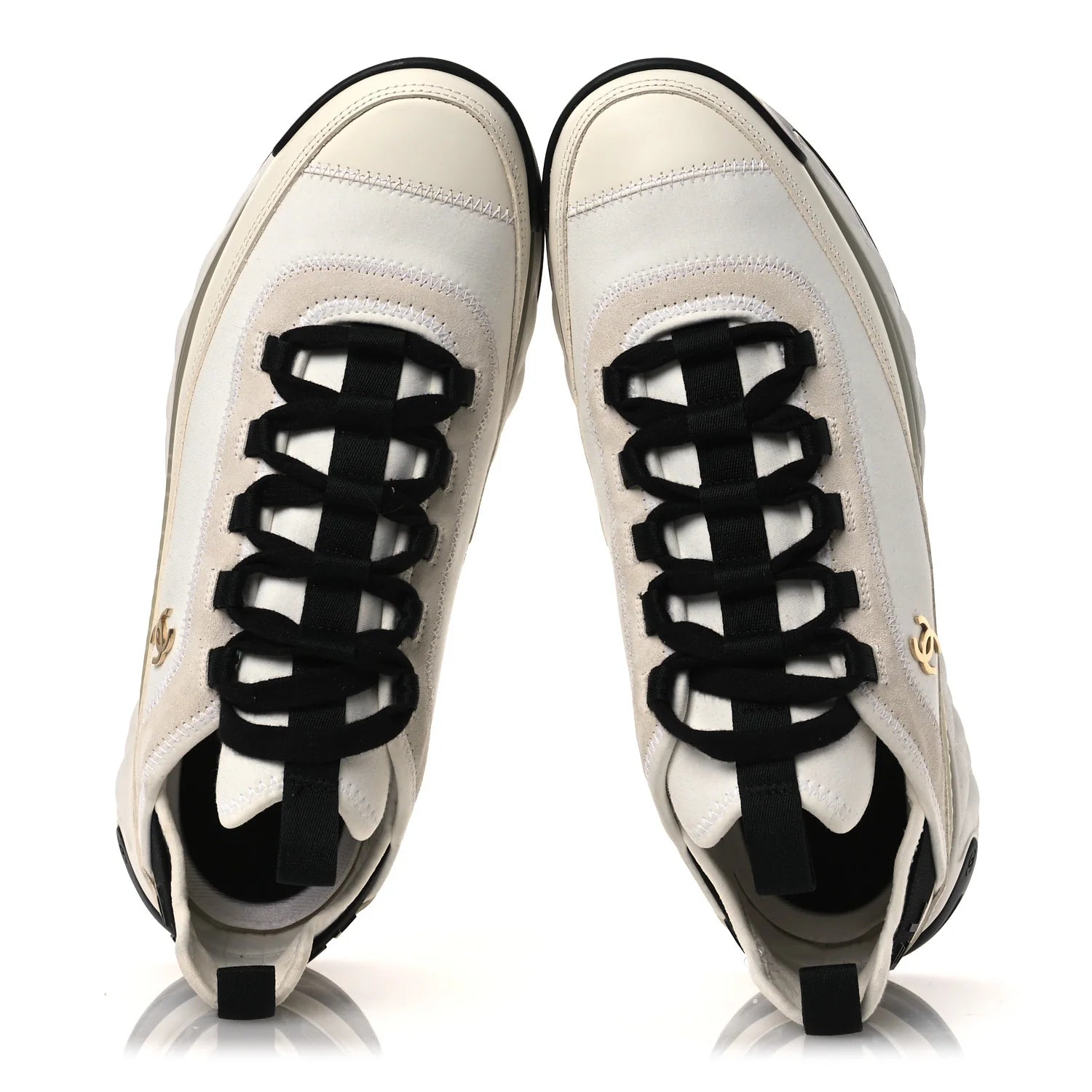 Chanel White Leather Mesh Sneakers
