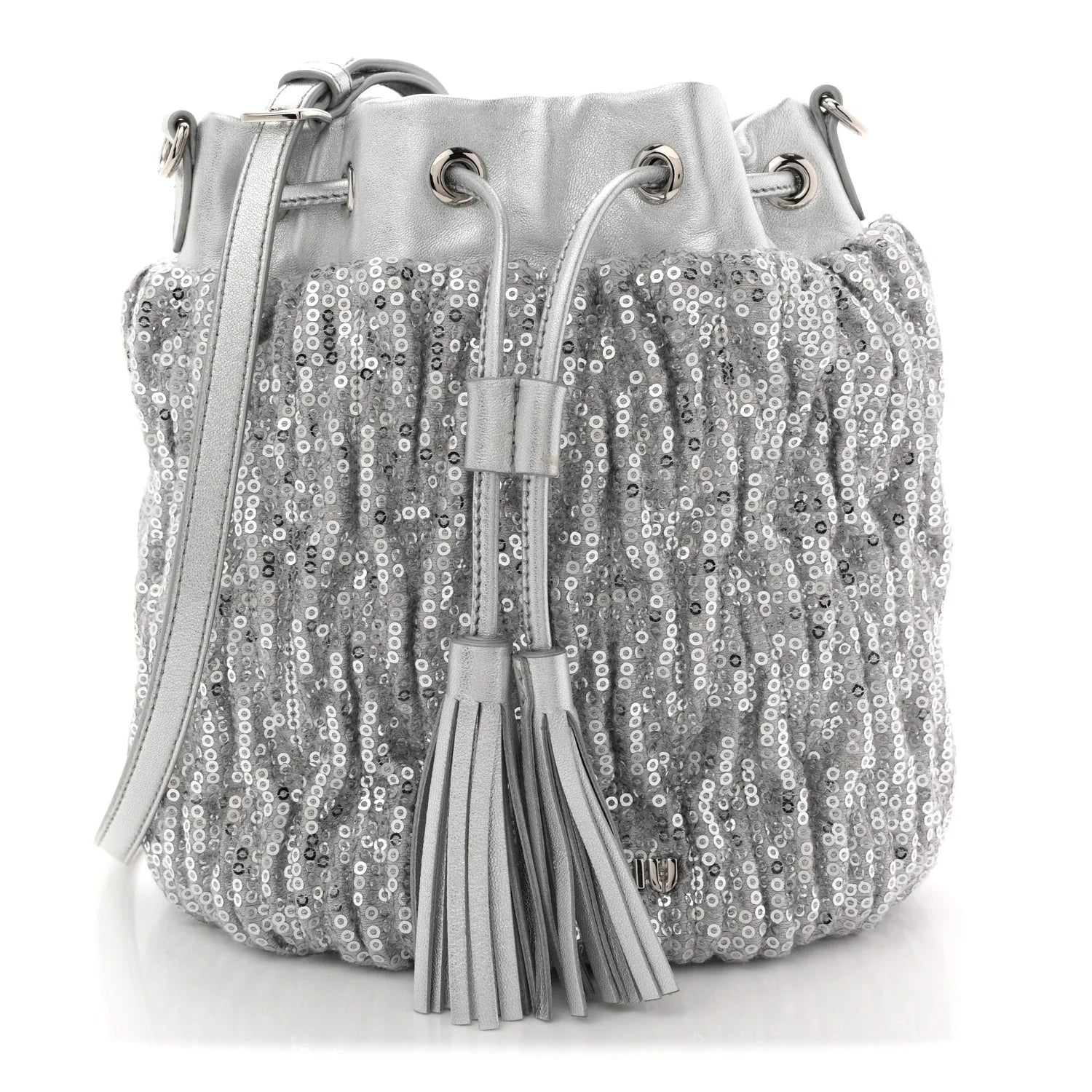 Miu Miu Silver Sequin Bucket