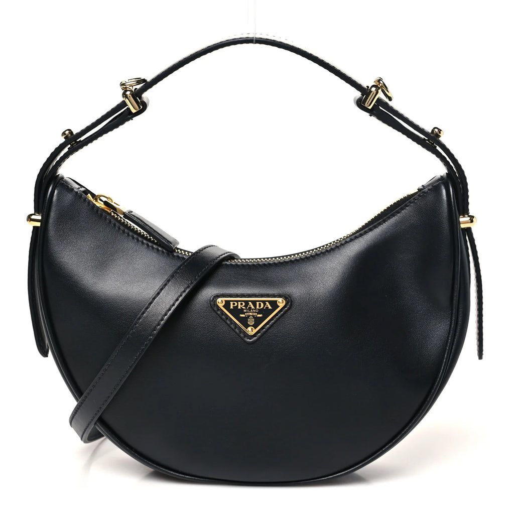 Prada Black Leather Arqué Bag