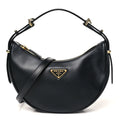 Prada Black Leather Arqué Bag