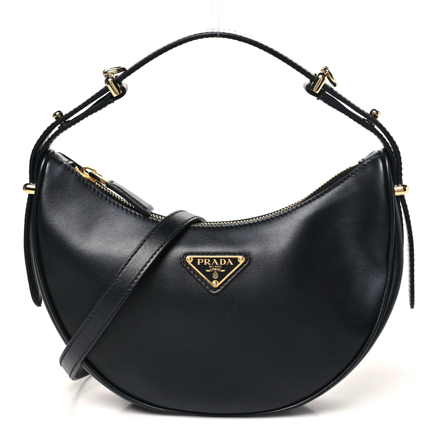 Prada Black Leather Arqué Bag