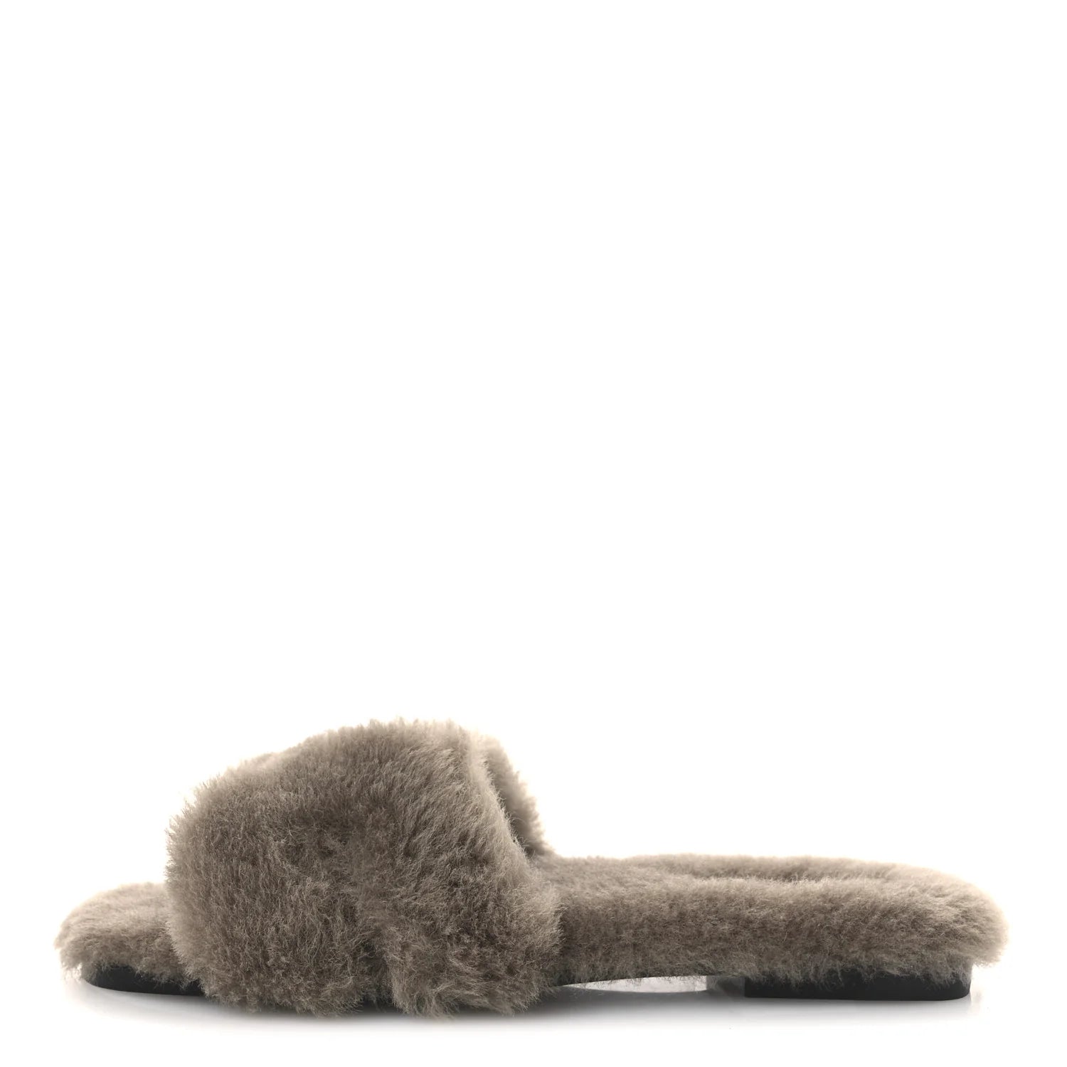 Hermes Grey Shearling Oran Sandals