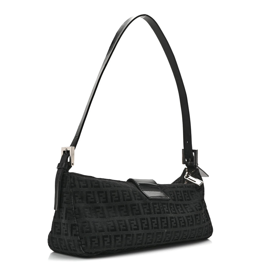 Fendi Black Zucca Monogram Baguette