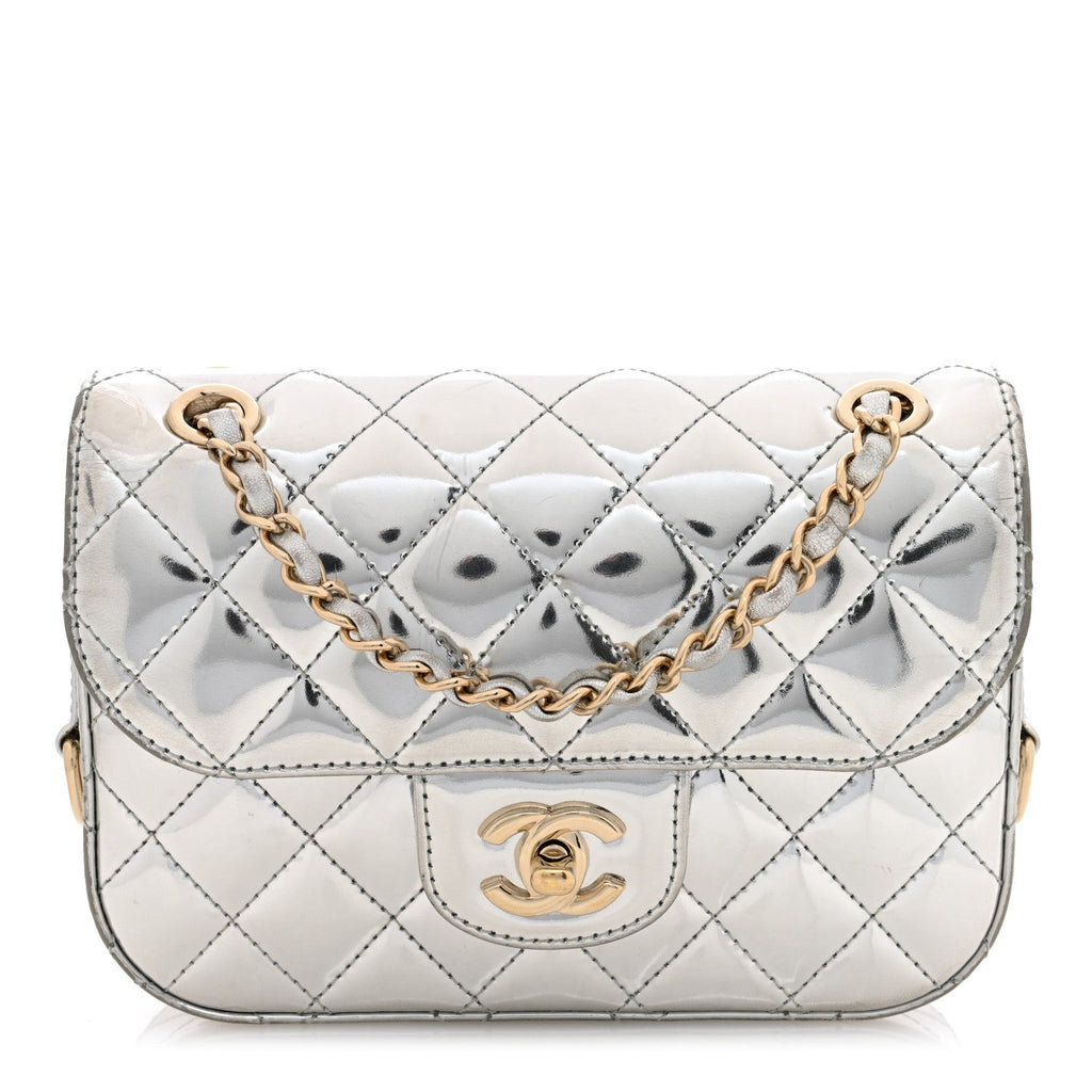 Chanel Silver Quilted Flap Bag
