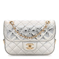 Chanel Silver Quilted Flap Bag