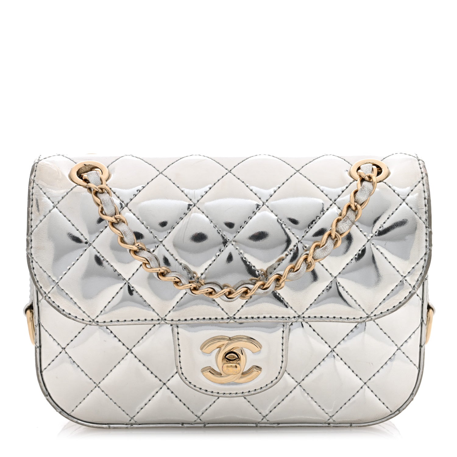 Chanel Silver Quilted Flap Bag