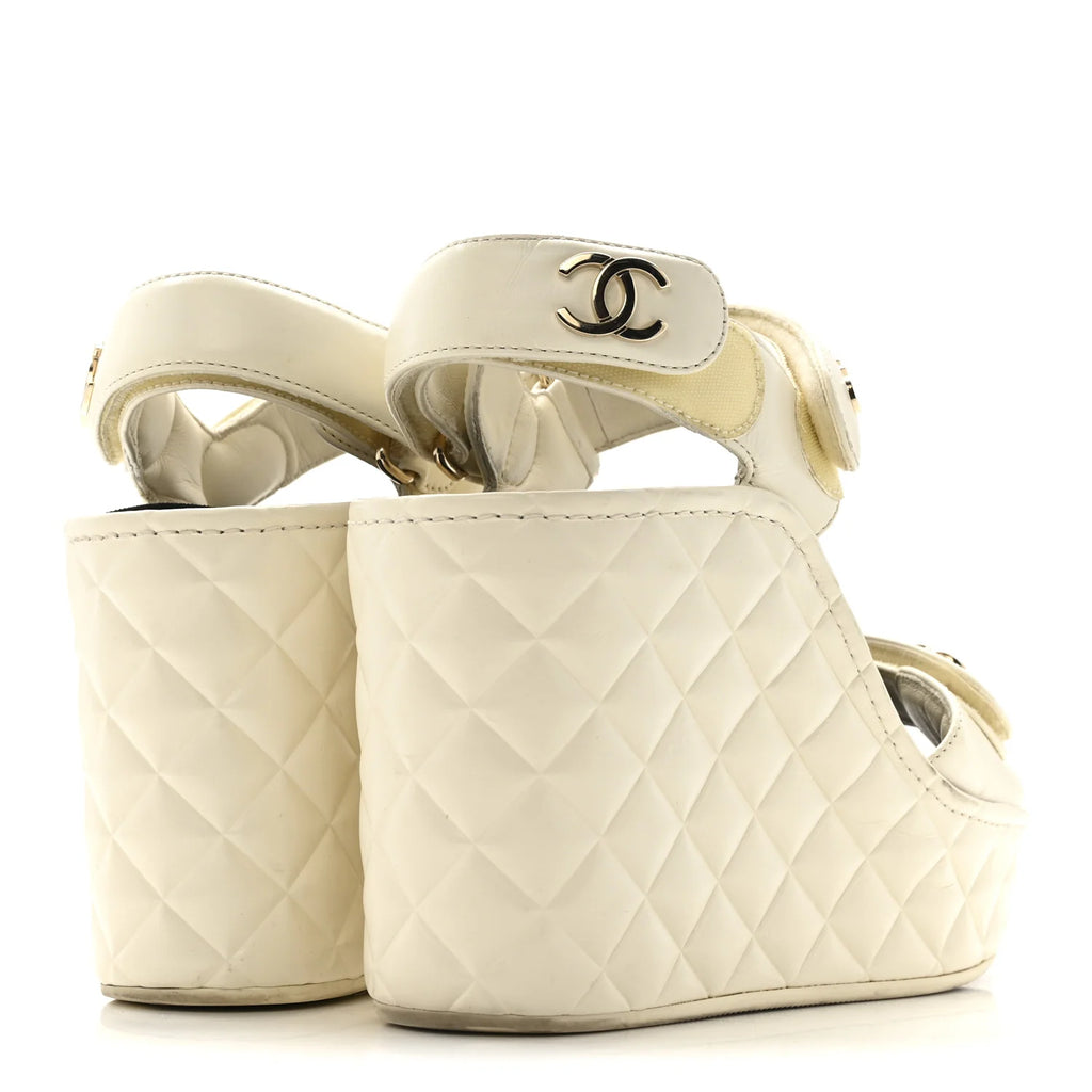 Chanel Quilted Leather Platform Wedges