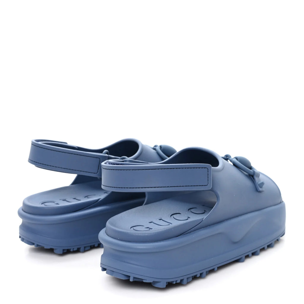 Gucci Blue Rubber Horsebit Sandals