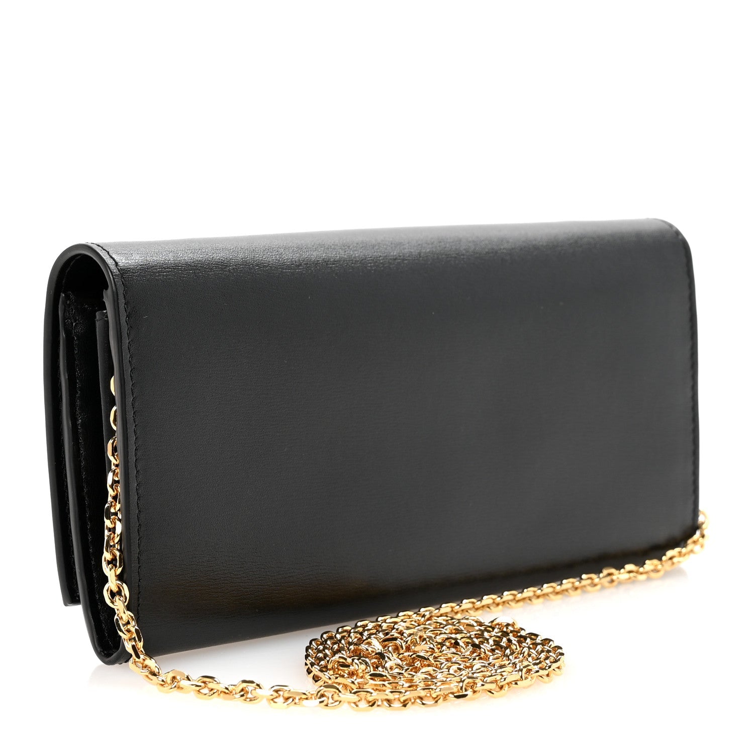 Fendi Black Leather Chain Pouch
