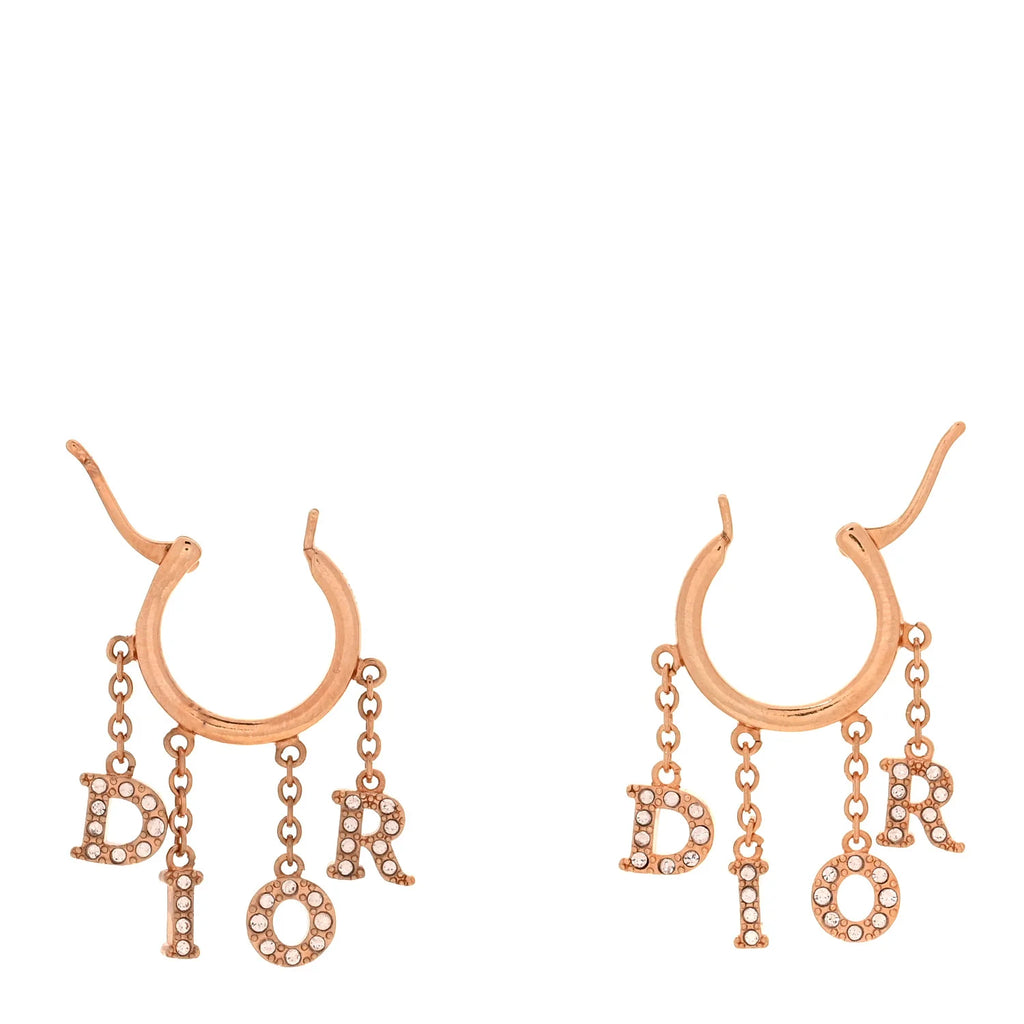 Dior Crystal Charm Hoop Earrings
