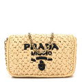 Prada Beige Raffia Chain Bag