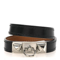 Hermes Black Leather Rivaled Bracelet