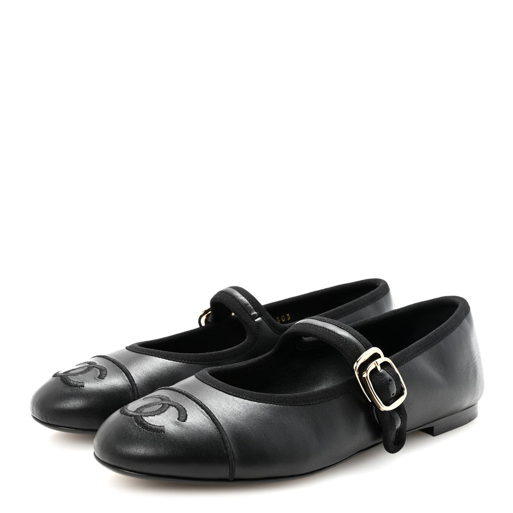 Chanel Black Leather Mary Janes