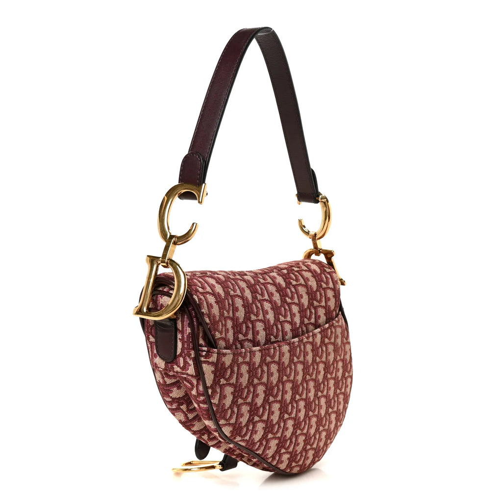 Dior Burgundy Oblique Canvas Saddle