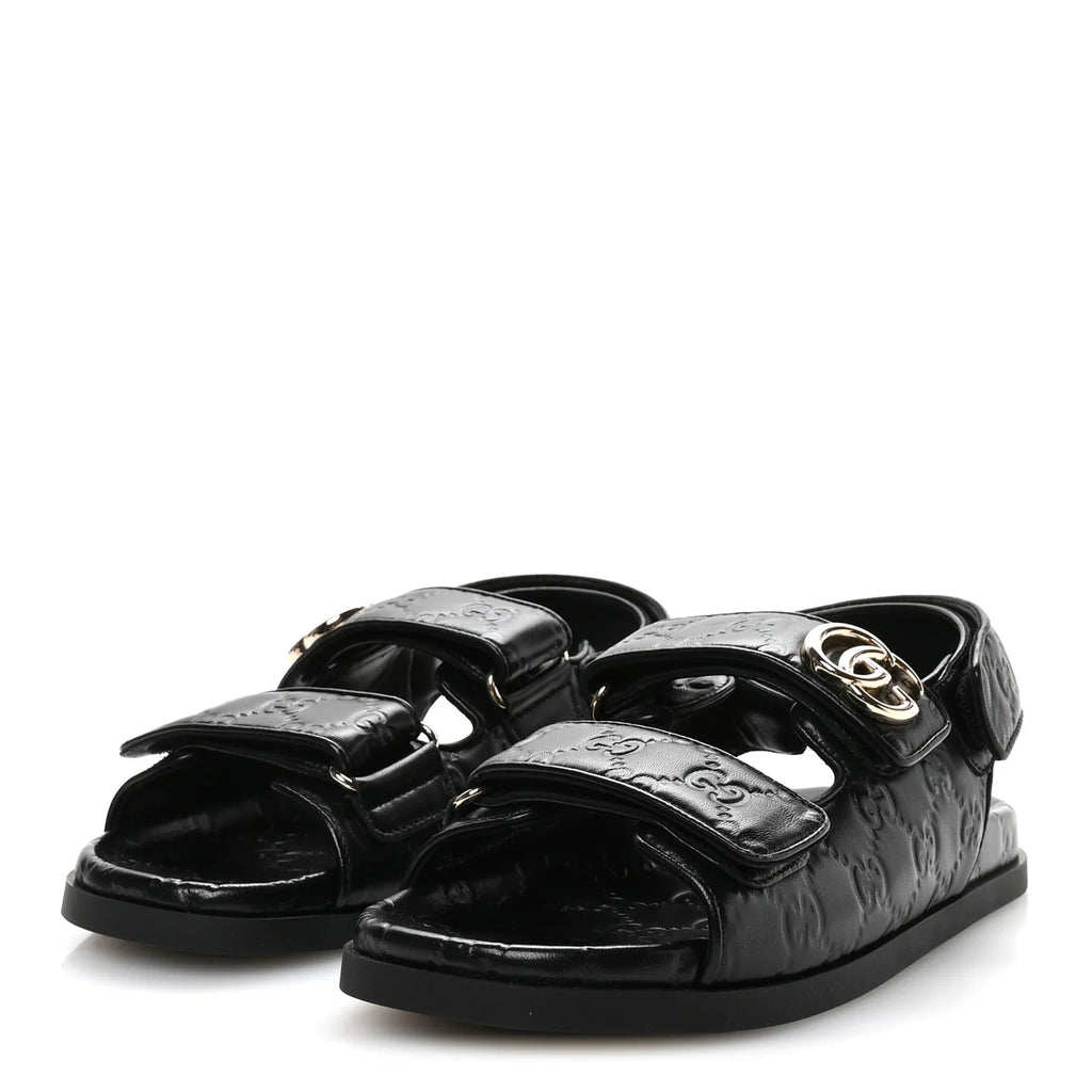 Gucci Black GG Embossed Sandals