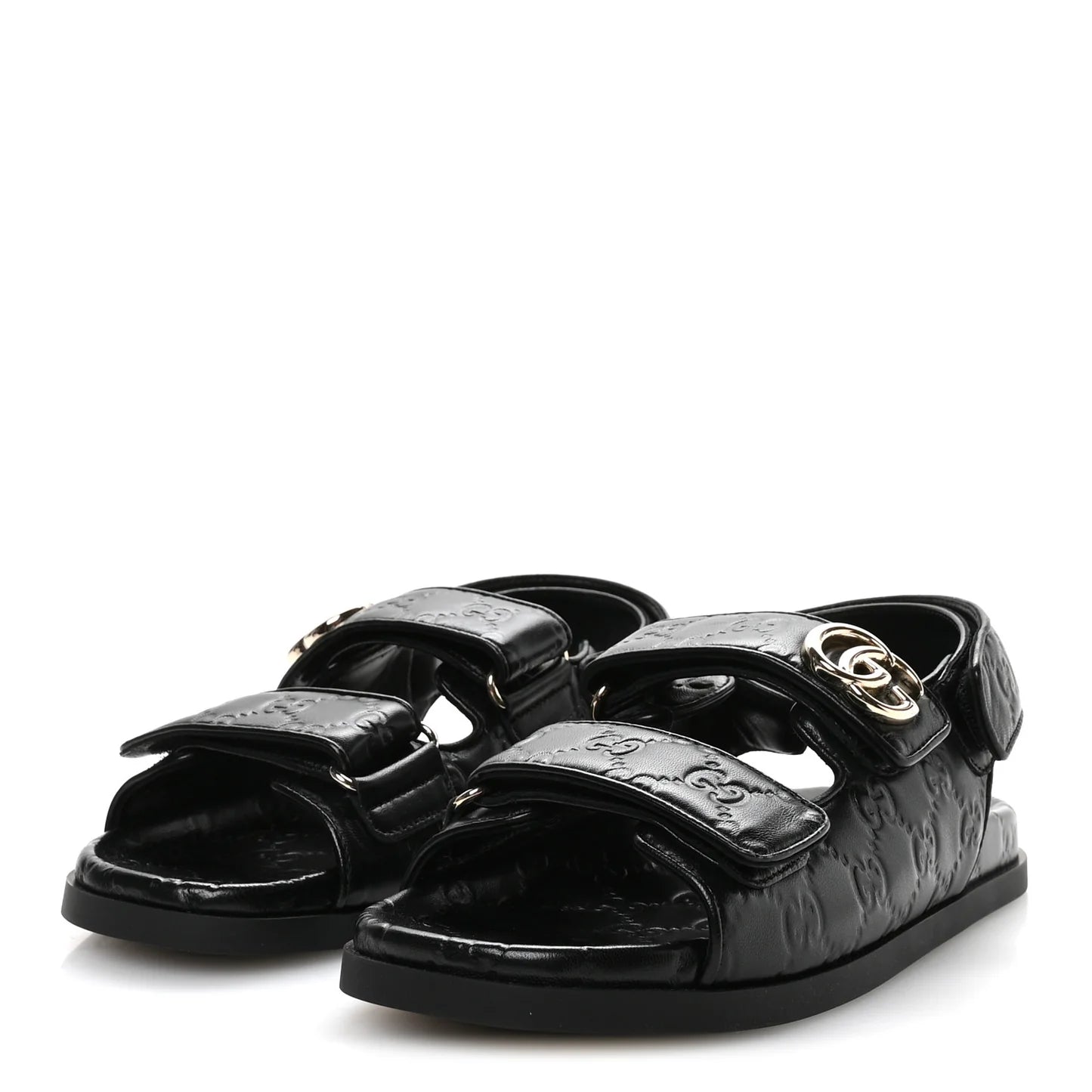 Gucci Black GG Embossed Sandals