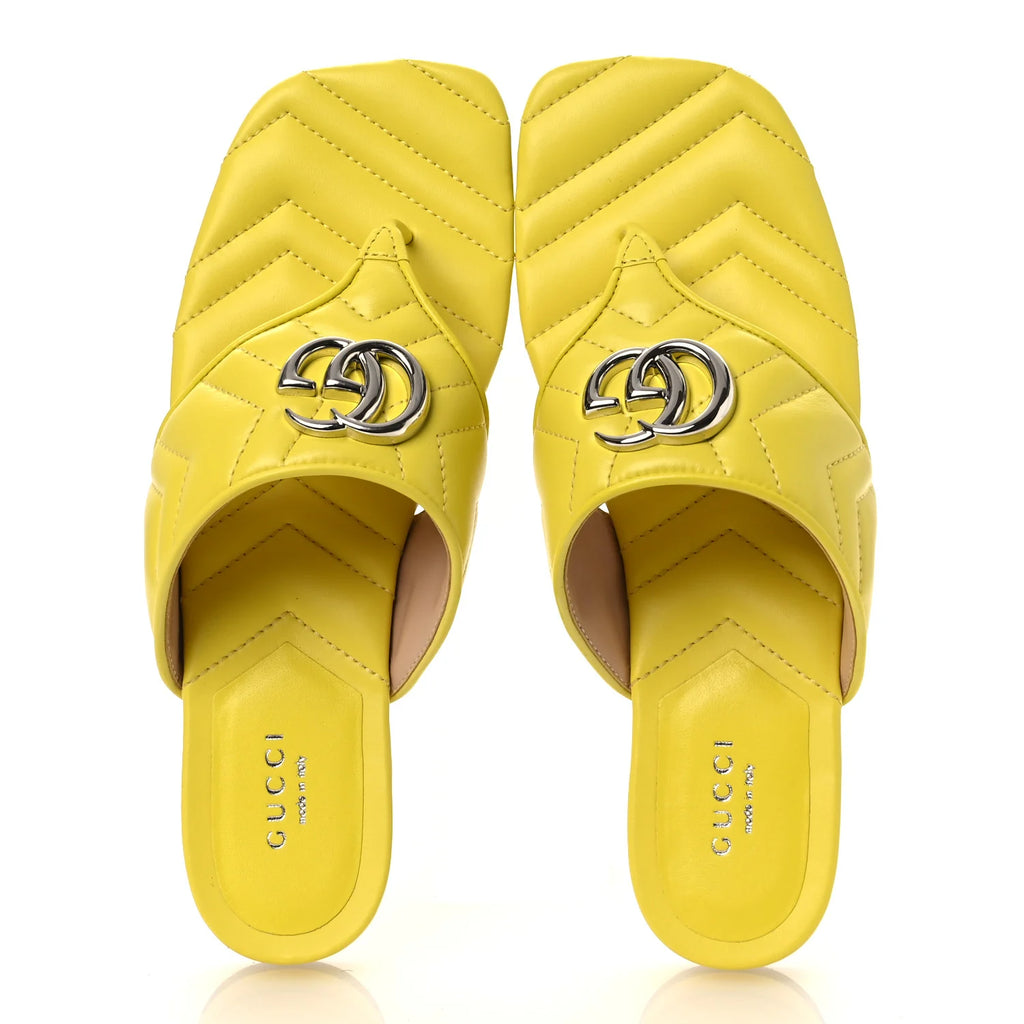 Gucci Yellow Quilted Leather Sandals