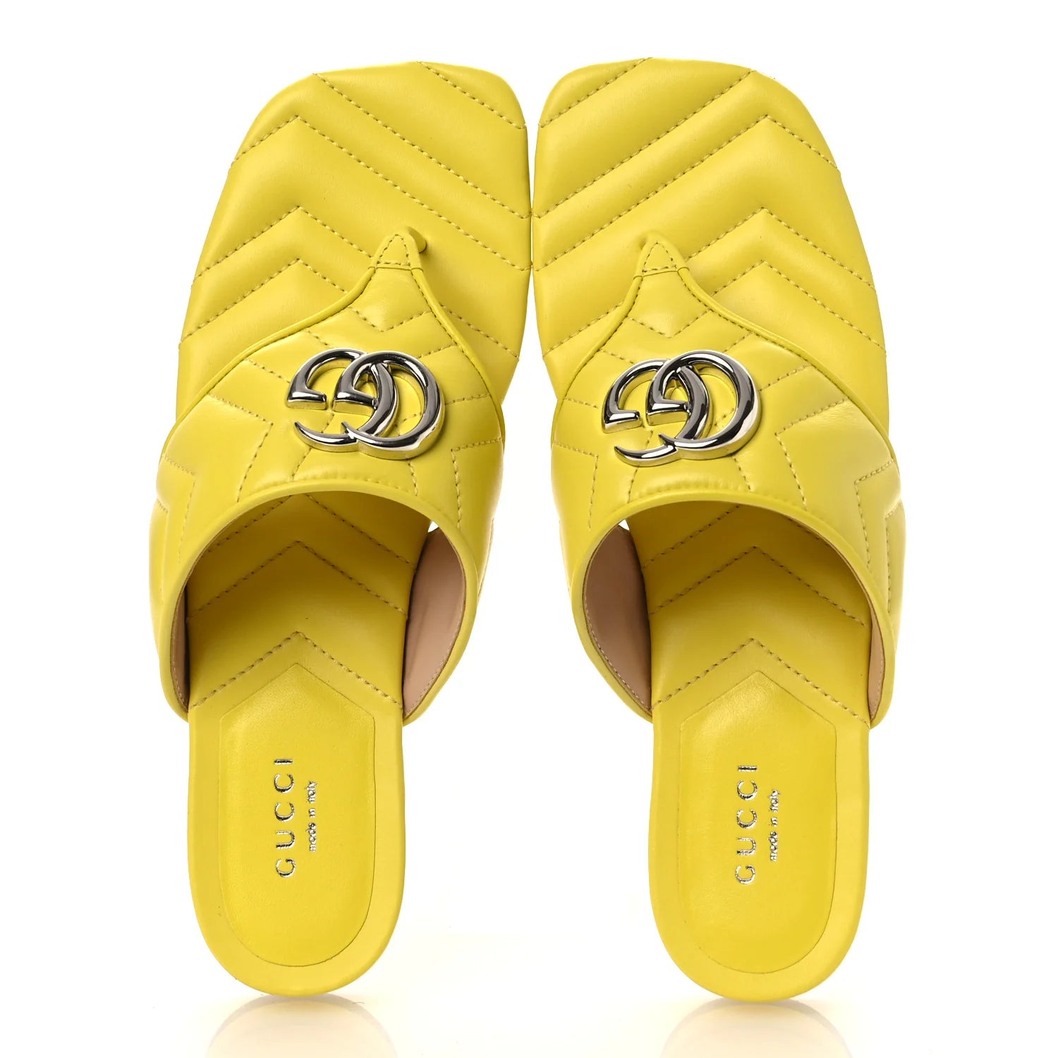 Gucci Yellow Quilted Leather Sandals