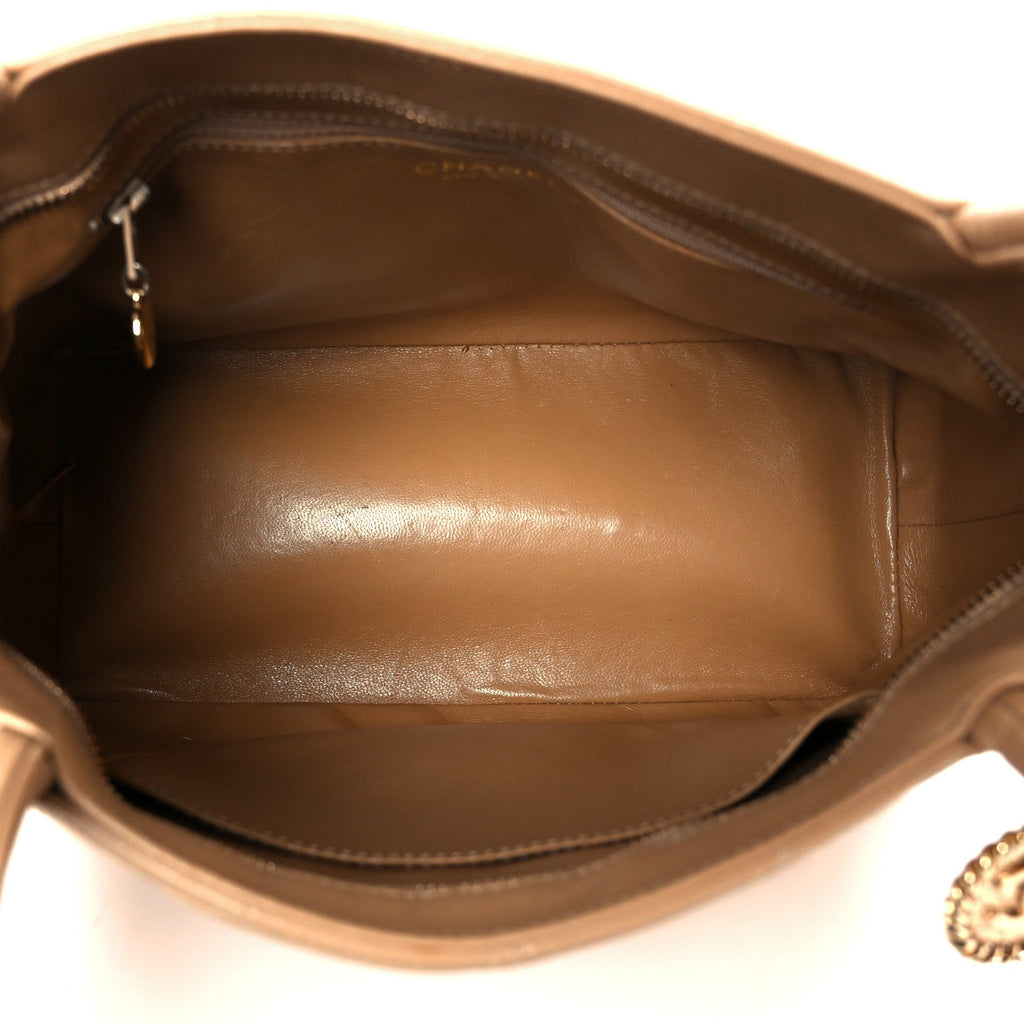 Chanel Beige Quilted Caviar Tote