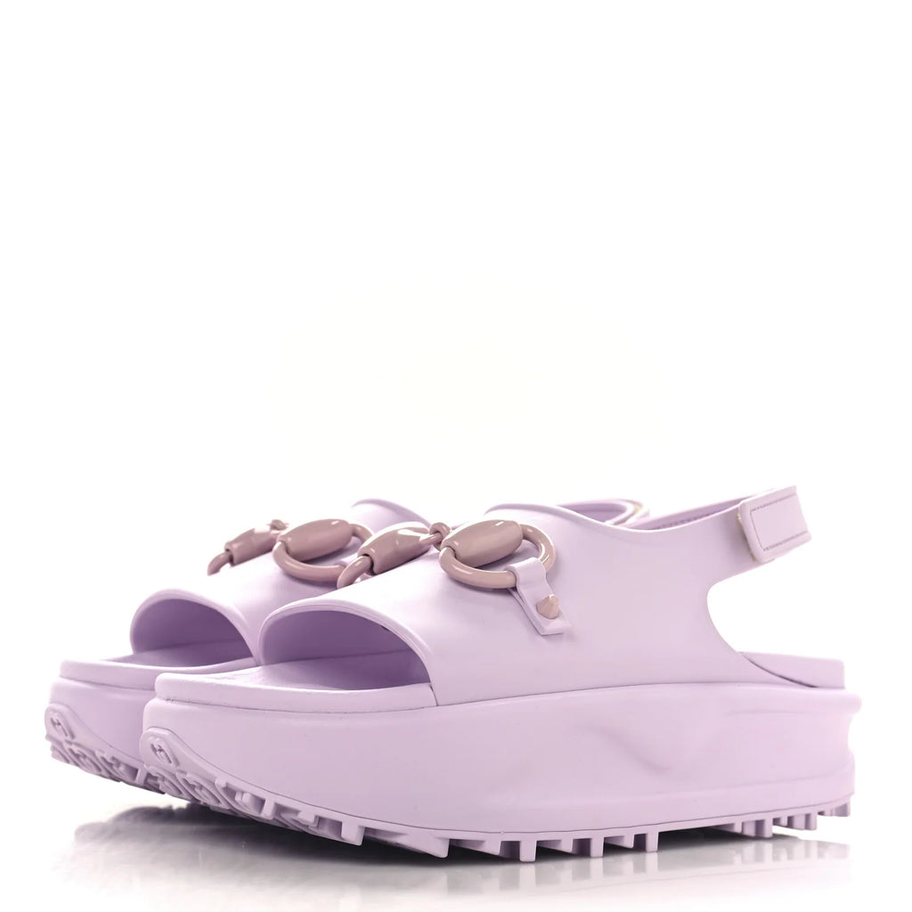 Gucci Lilac Rubber Horsebit Sandals