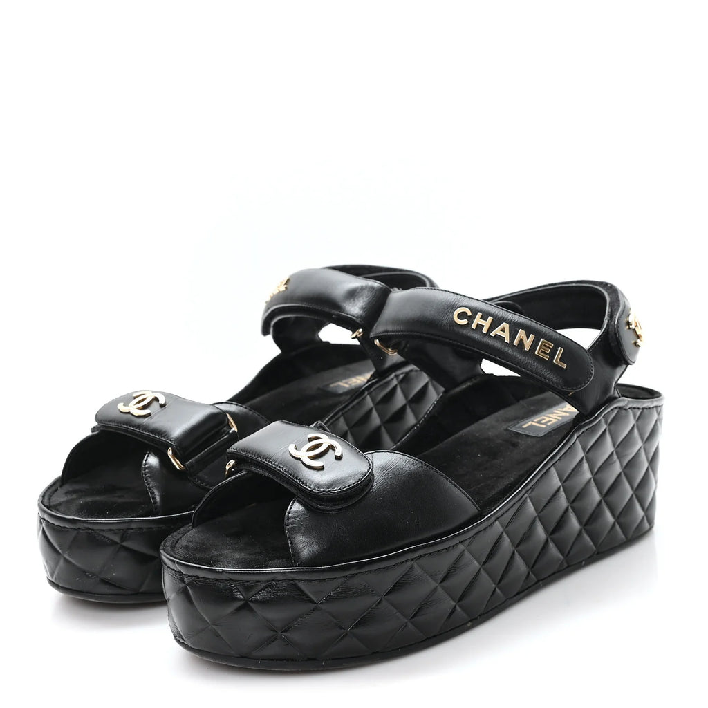 Chanel Black Quilted Leather Platform