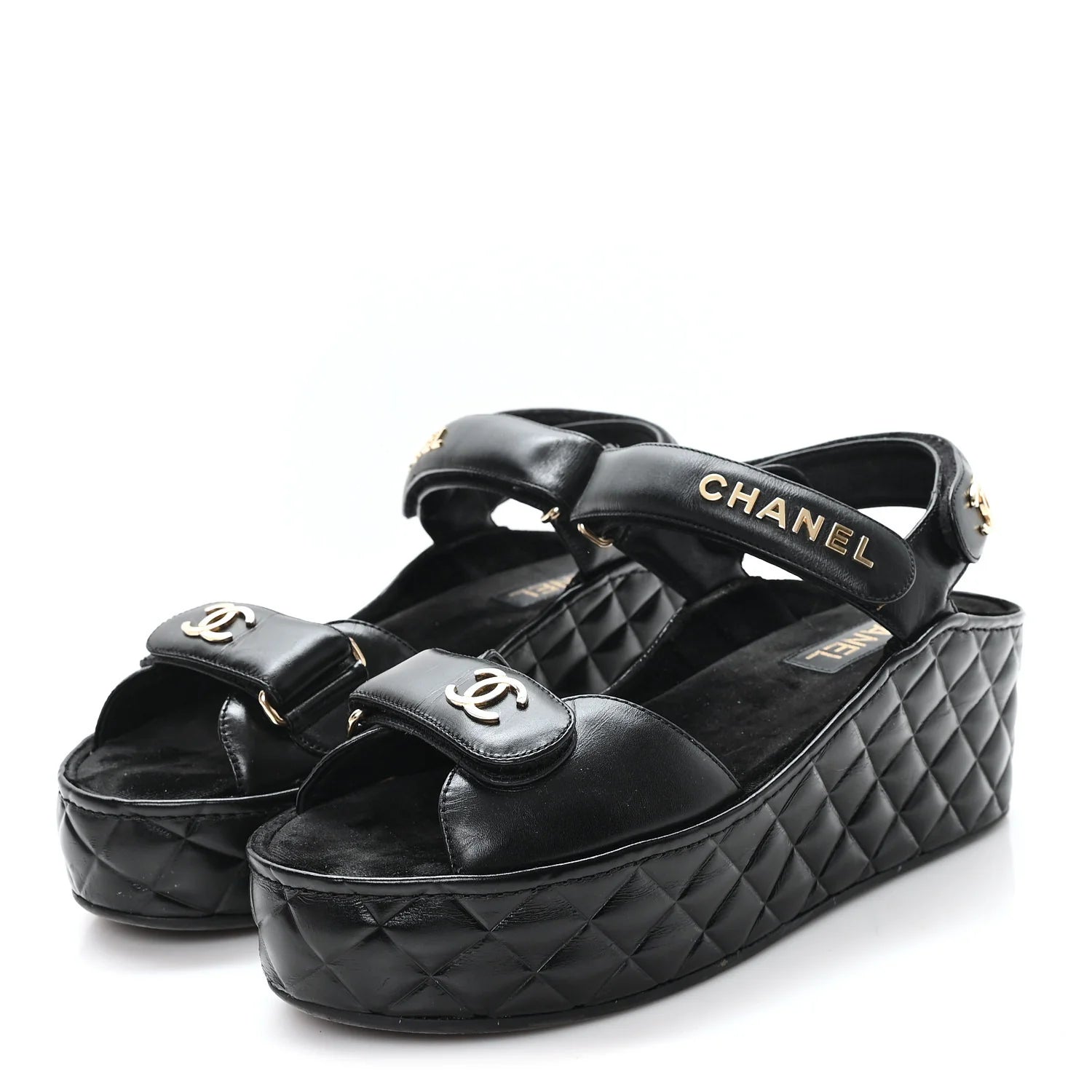 Chanel Black Quilted Leather Platform