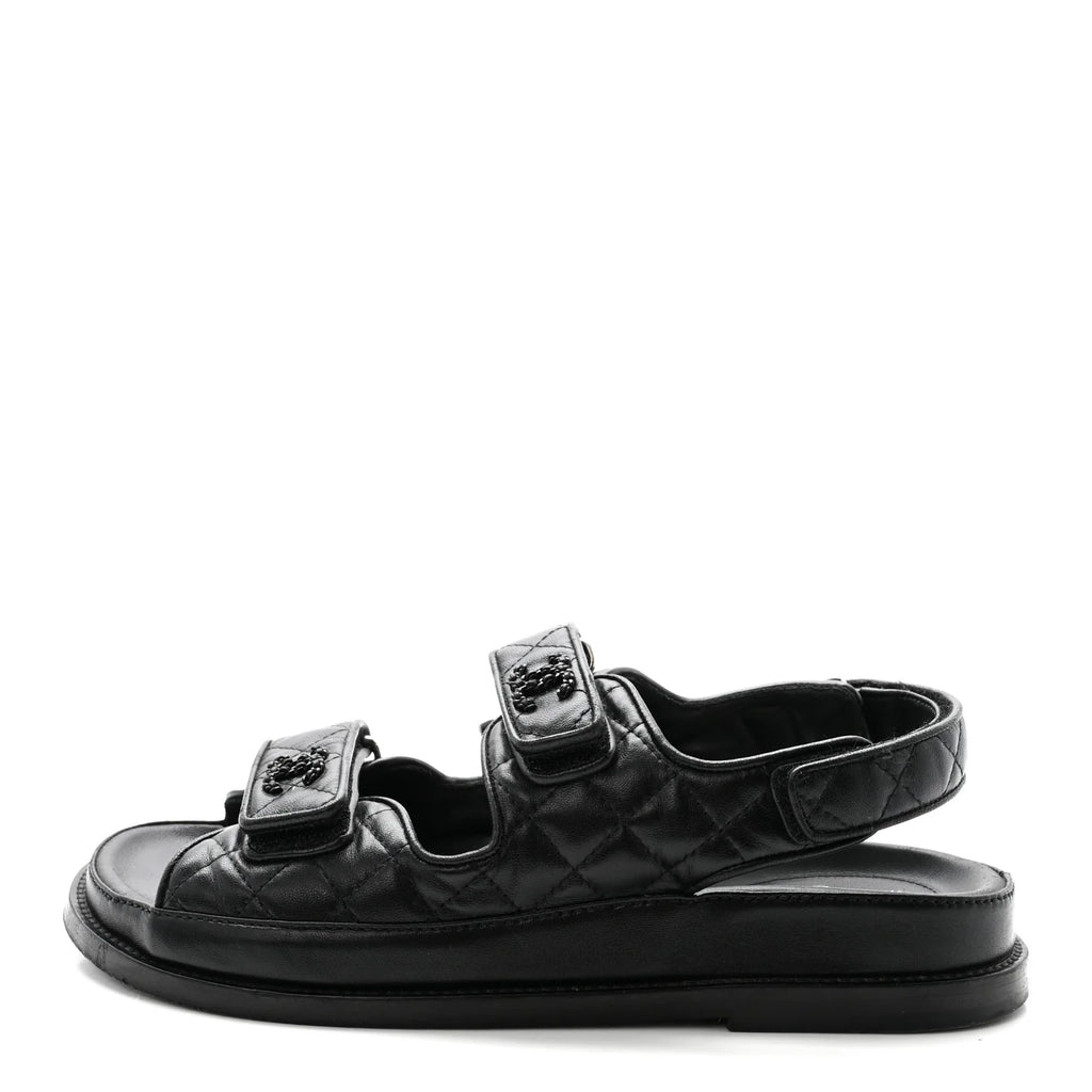 Chanel Black Quilted Leather Sandals