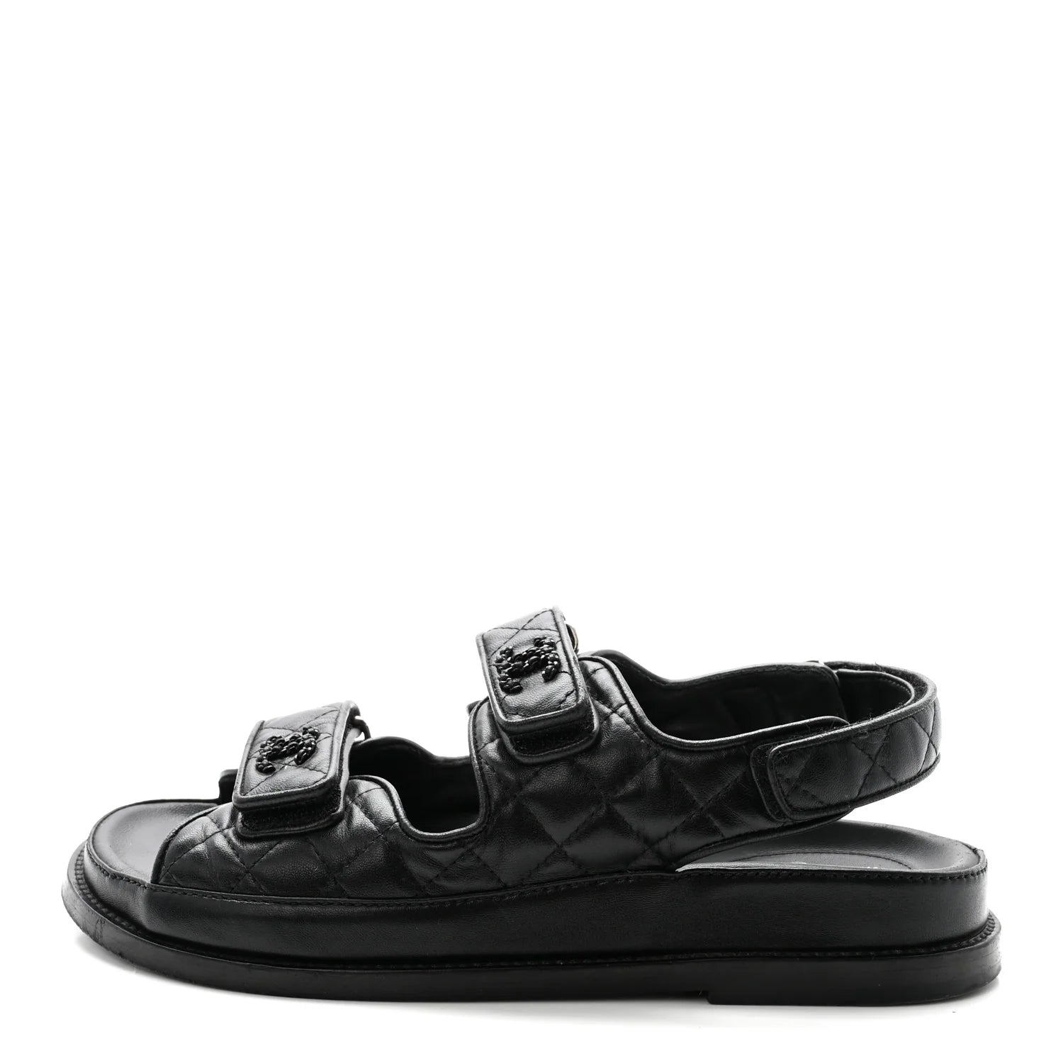 Chanel Black Quilted Leather Sandals
