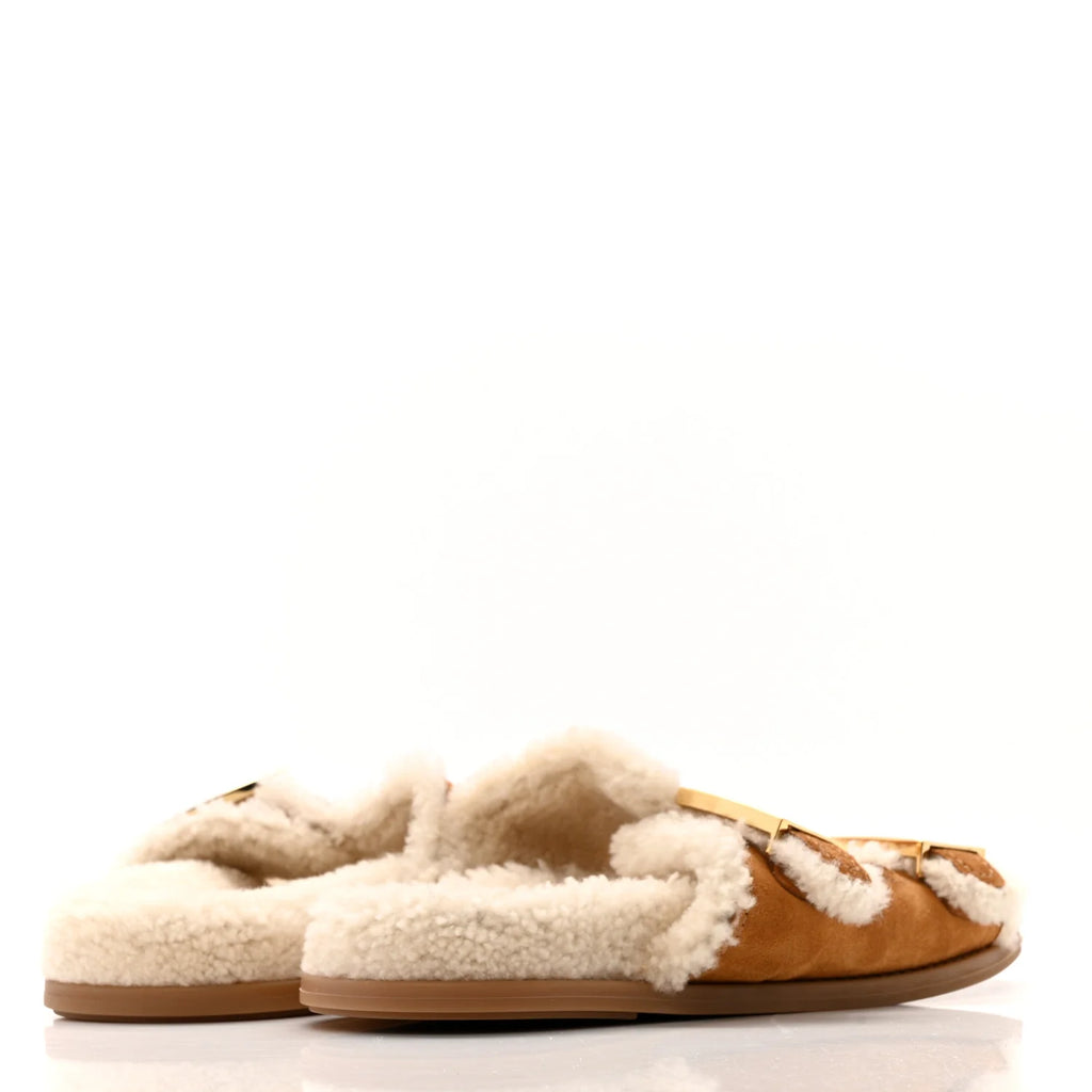 Fendi Suede Shearling FF Slides