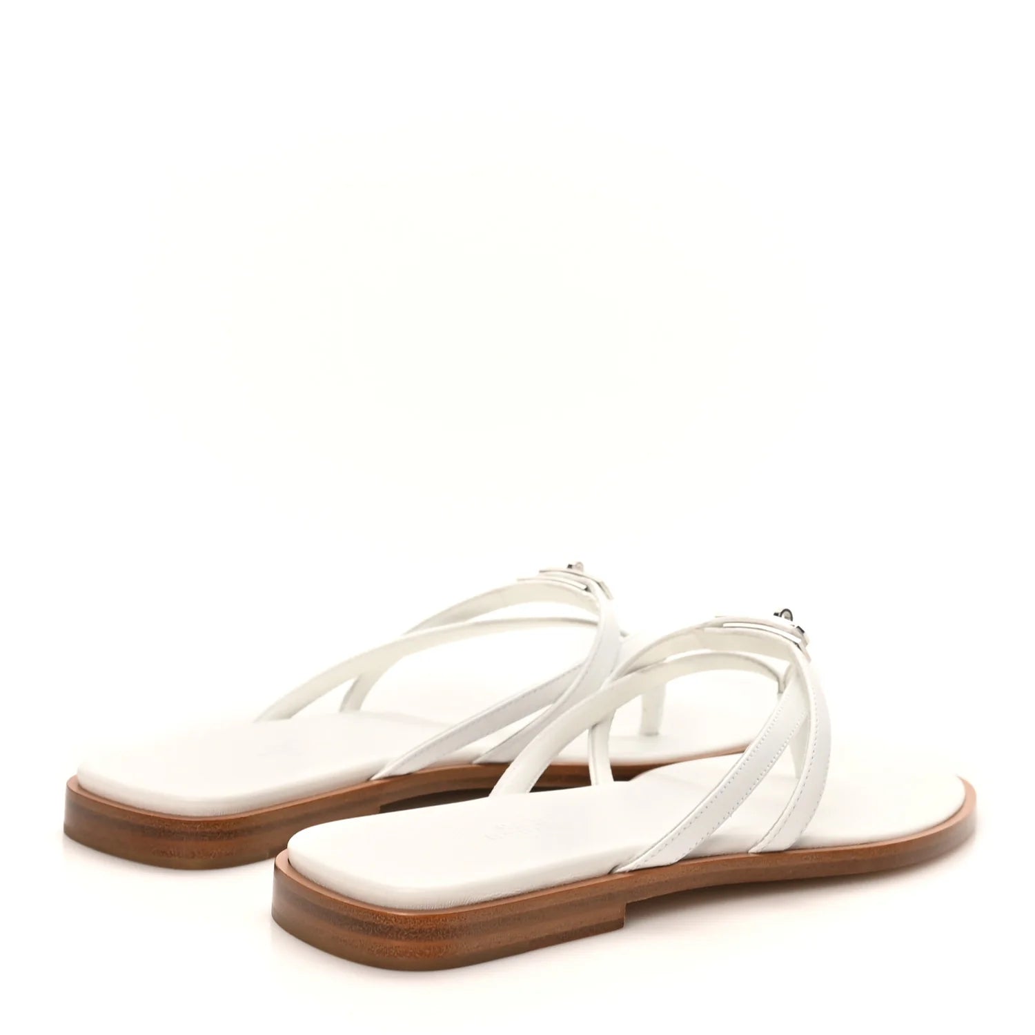 Hermes White Leather Kelly Sandals