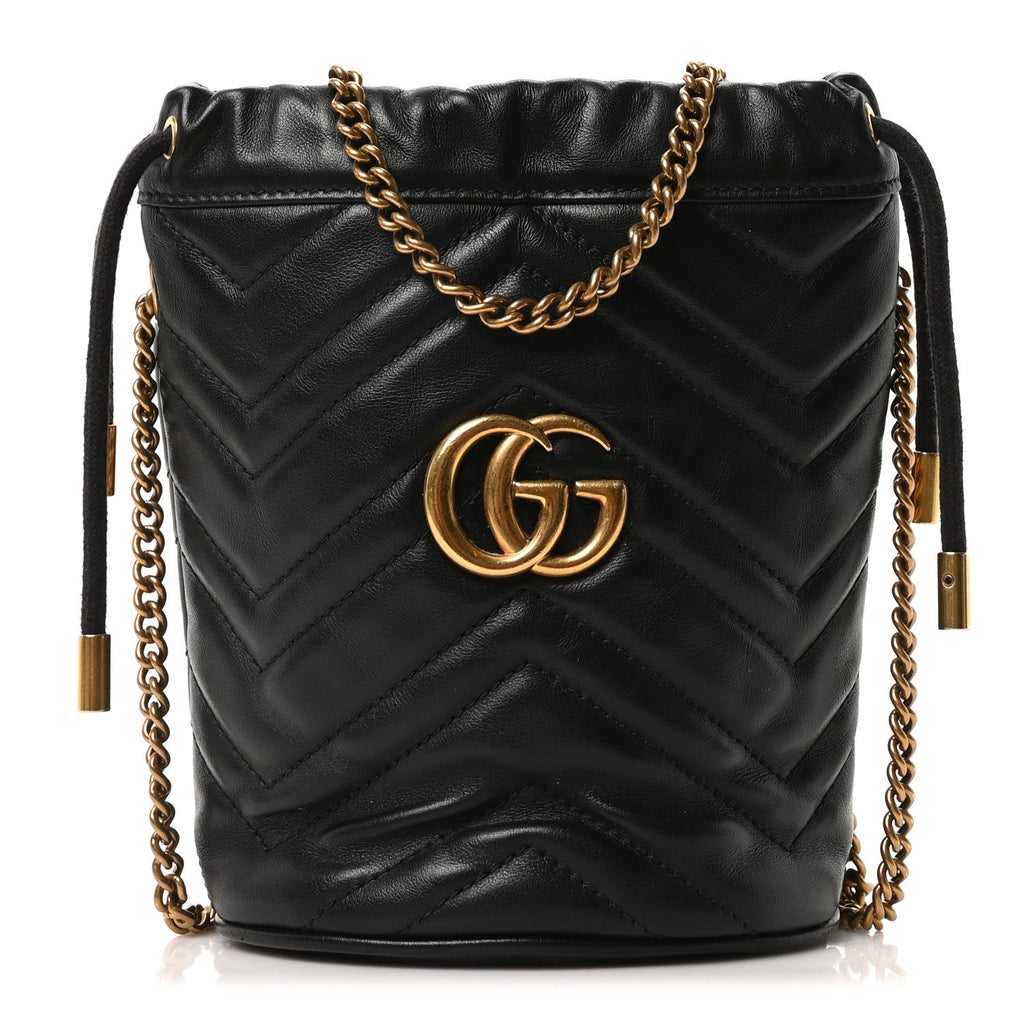 Gucci Marmont Black Leather Bucket Bag