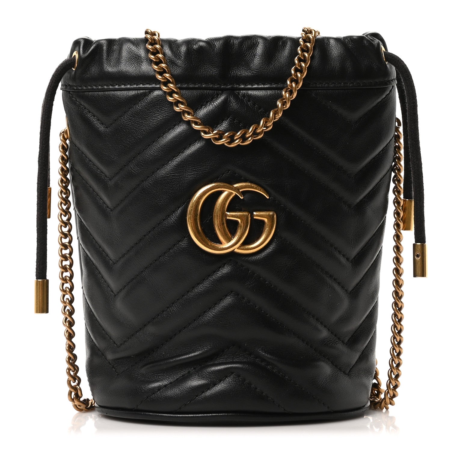 Gucci Marmont Black Leather Bucket Bag