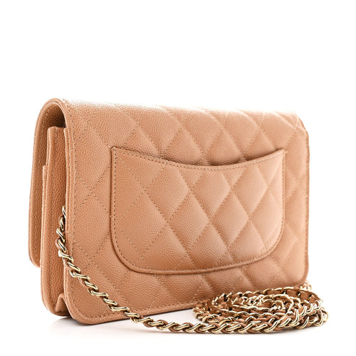 Chanel Beige Quilted Caviar Flap