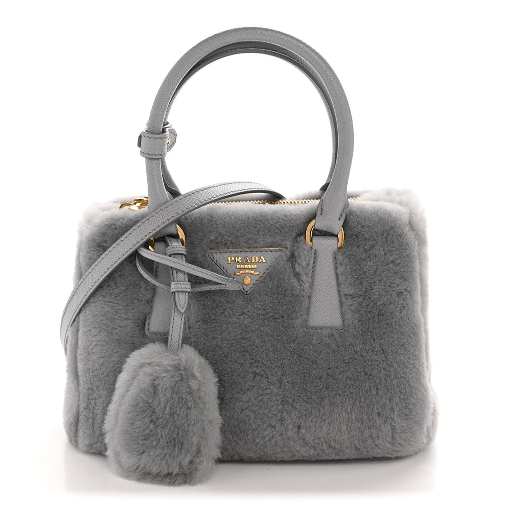 Prada Grey Shearling Mini Tote