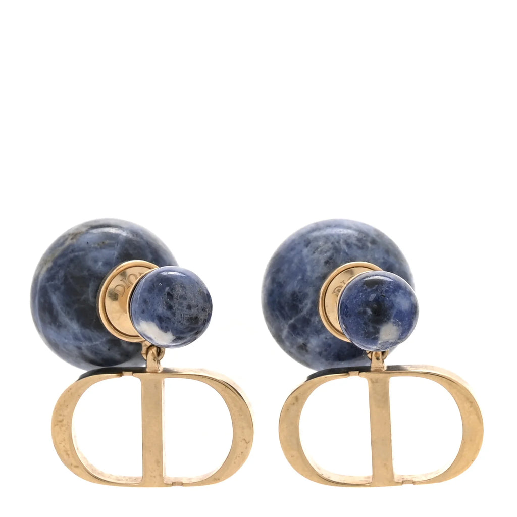 Dior Blue Marbled Tribal Earrings