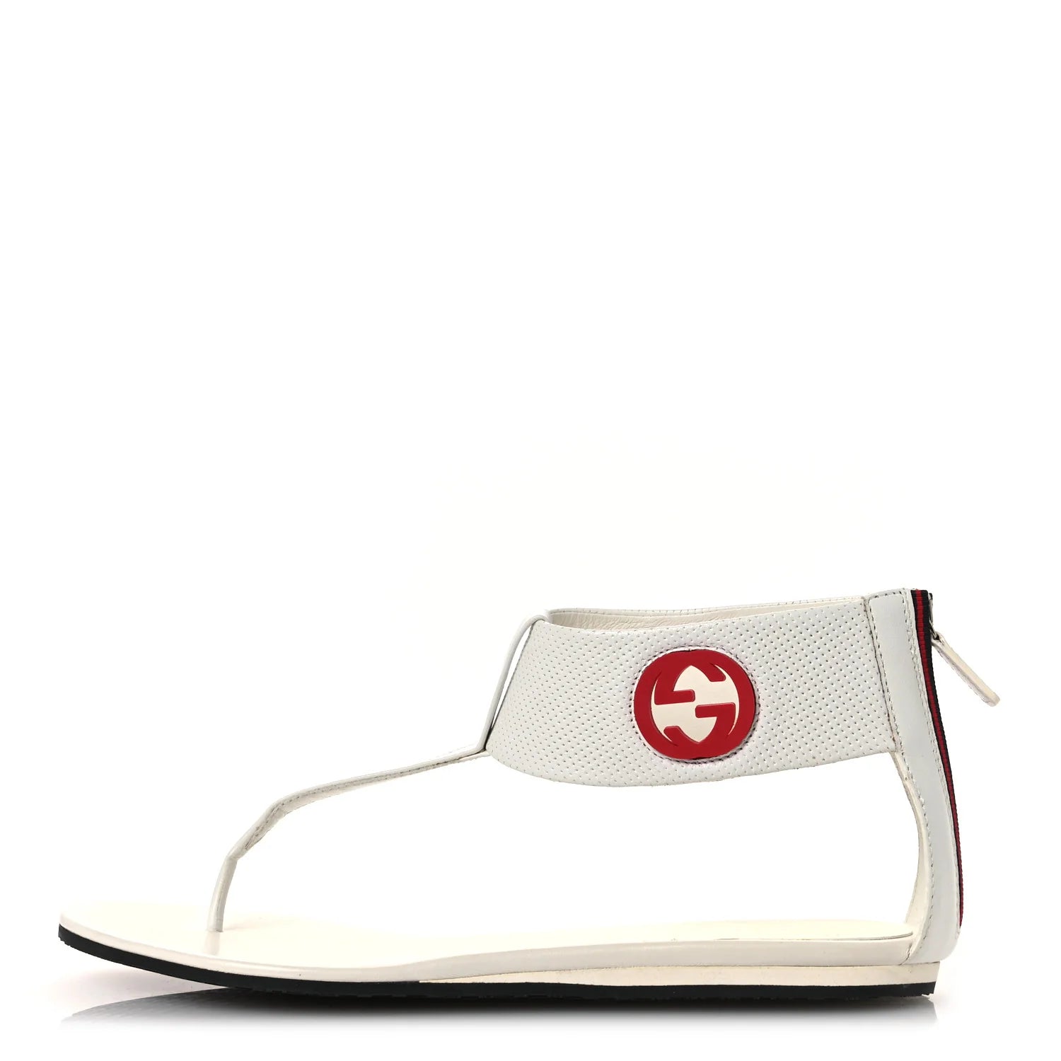Gucci White Perforated Logo Sandals