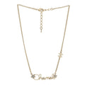 Chanel Gold Crystal Logo Necklace