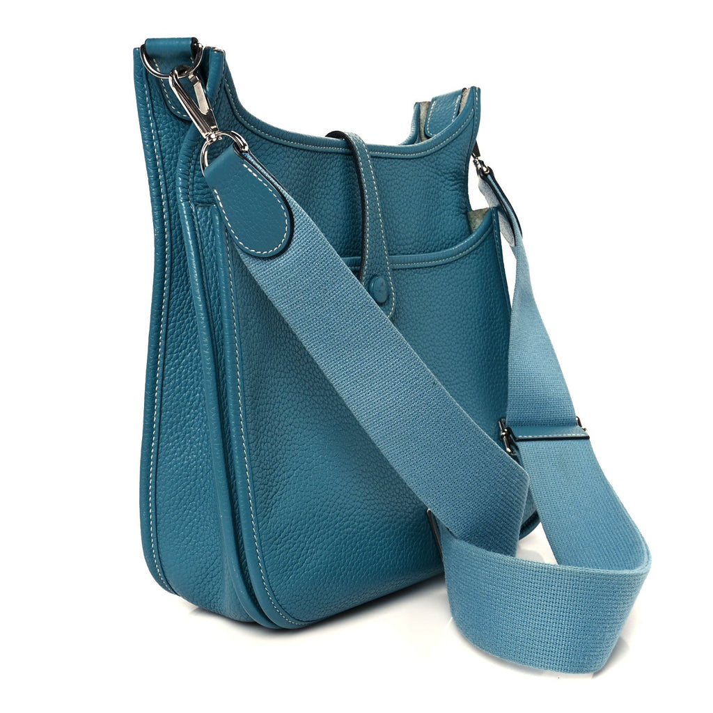 Hermes Blue Grained Leather Evelyne