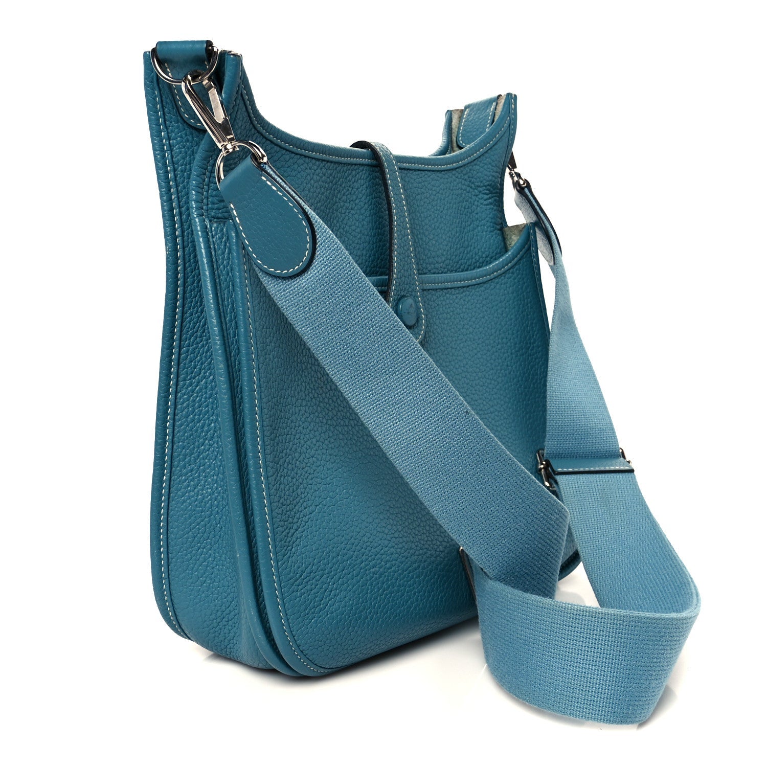 Hermes Blue Grained Leather Evelyne