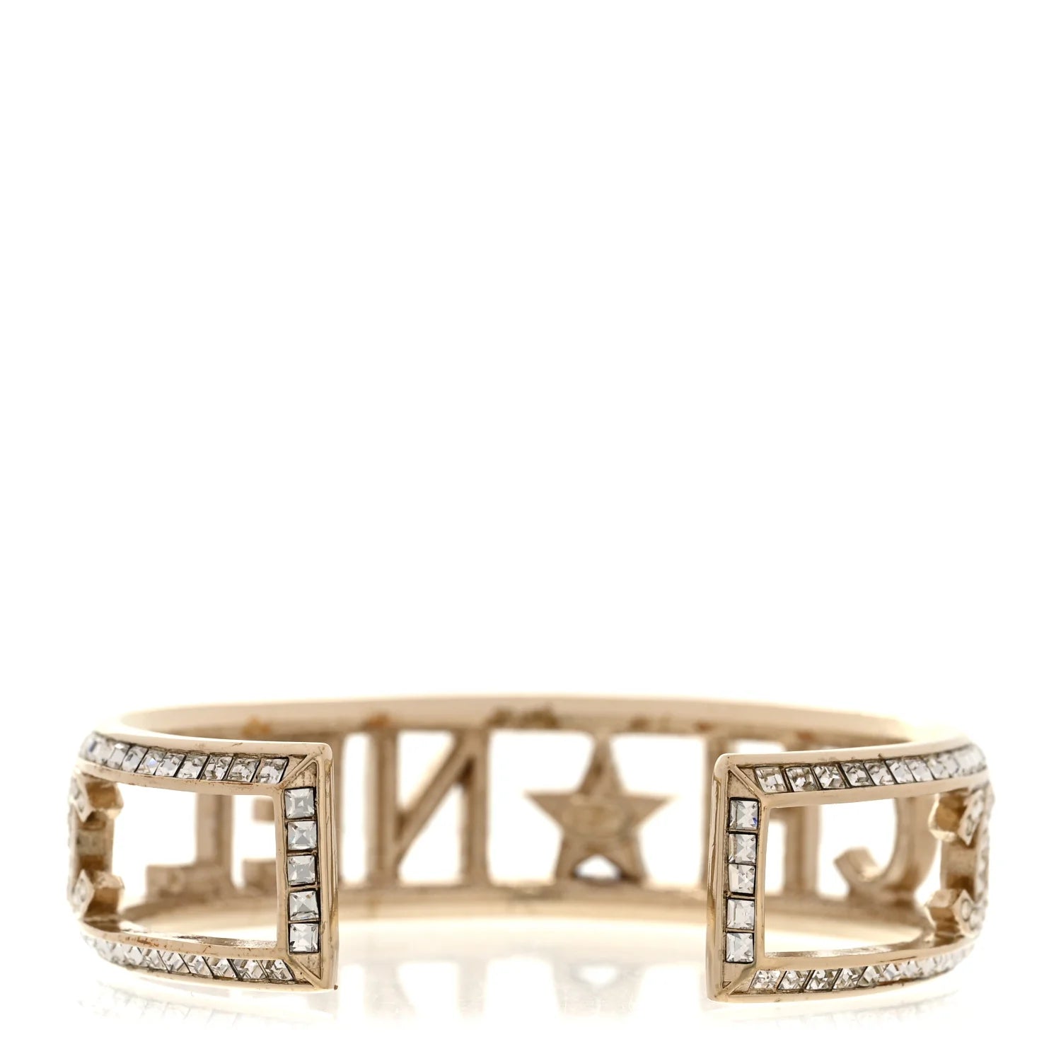Chanel Gold Crystal Logo Cuff