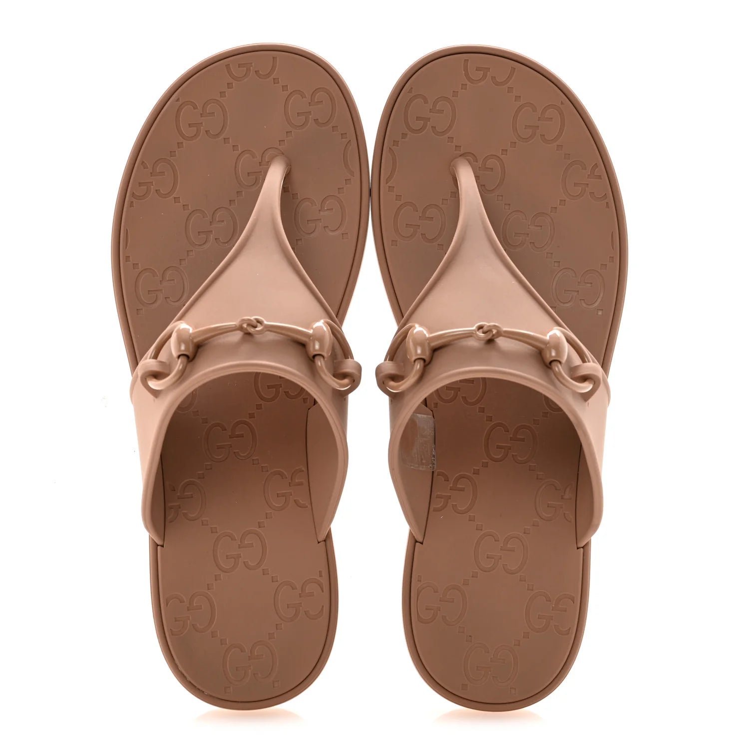 Gucci Nude Rubber Horsebit Sandals