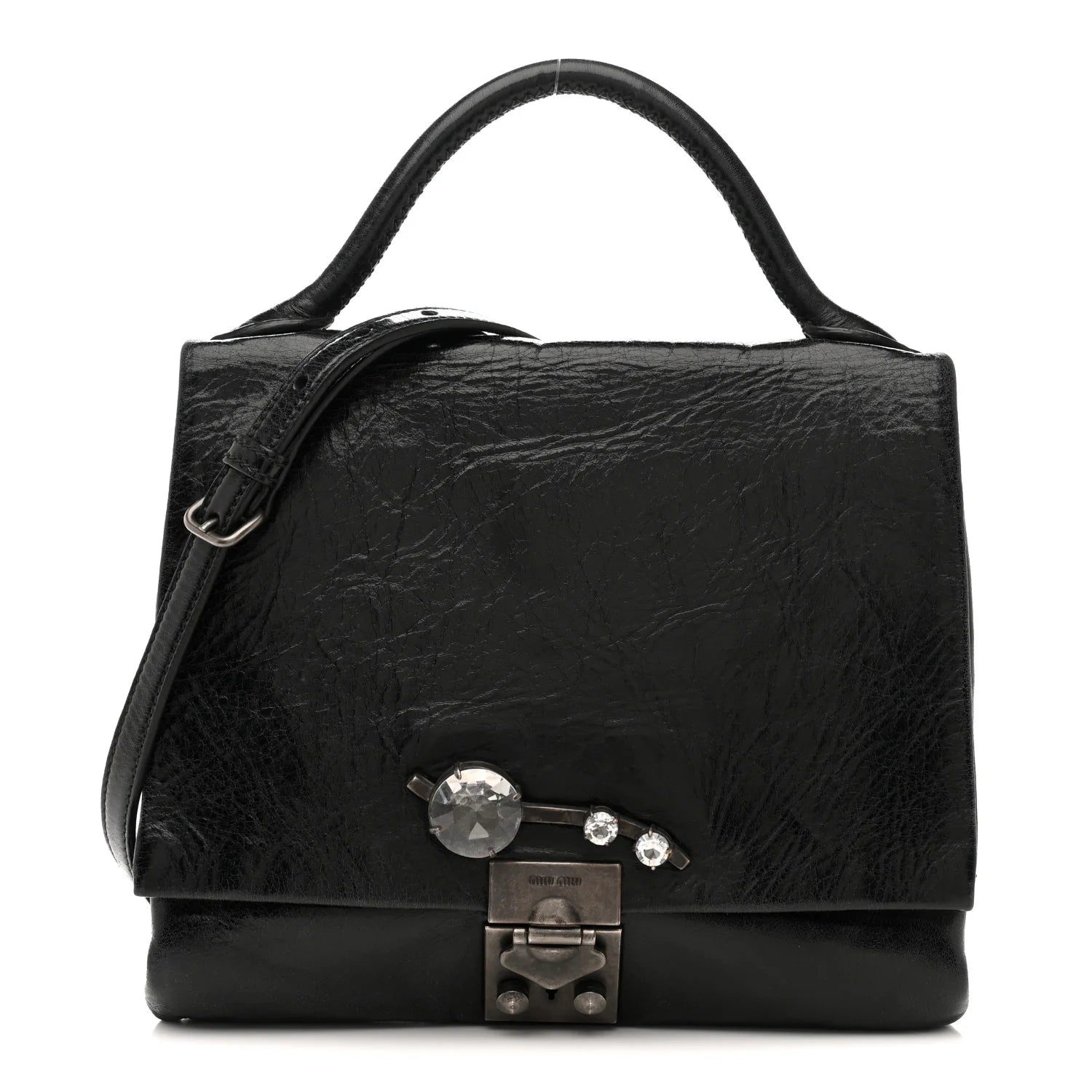 Miu Miu Black Crinkled Handbag