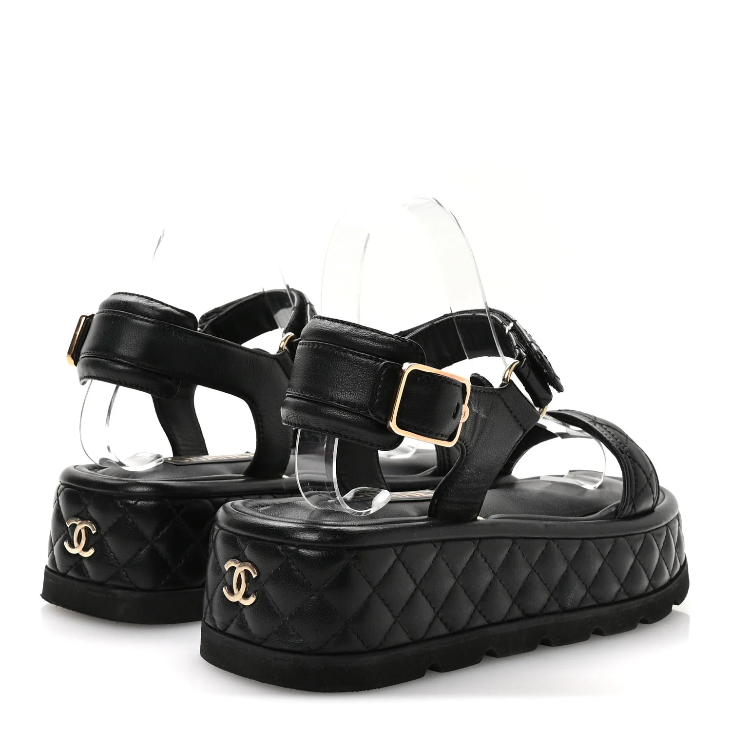 Chanel Black Quilted Platform Sandals