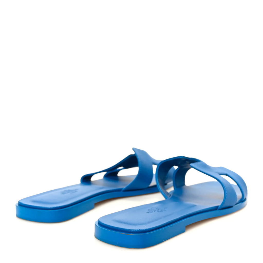 Hermes Blue Grained Oran Sandals
