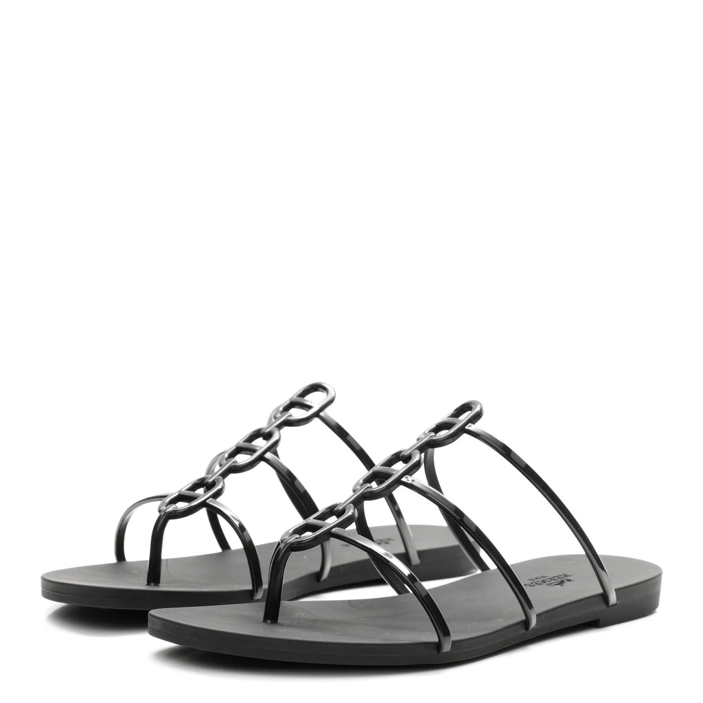 Hermes Black Rivage Jelly Sandals